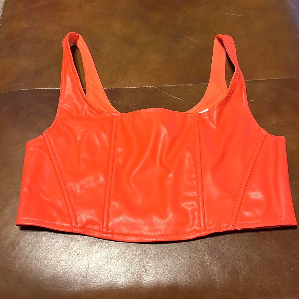 Pleather Orange Top
